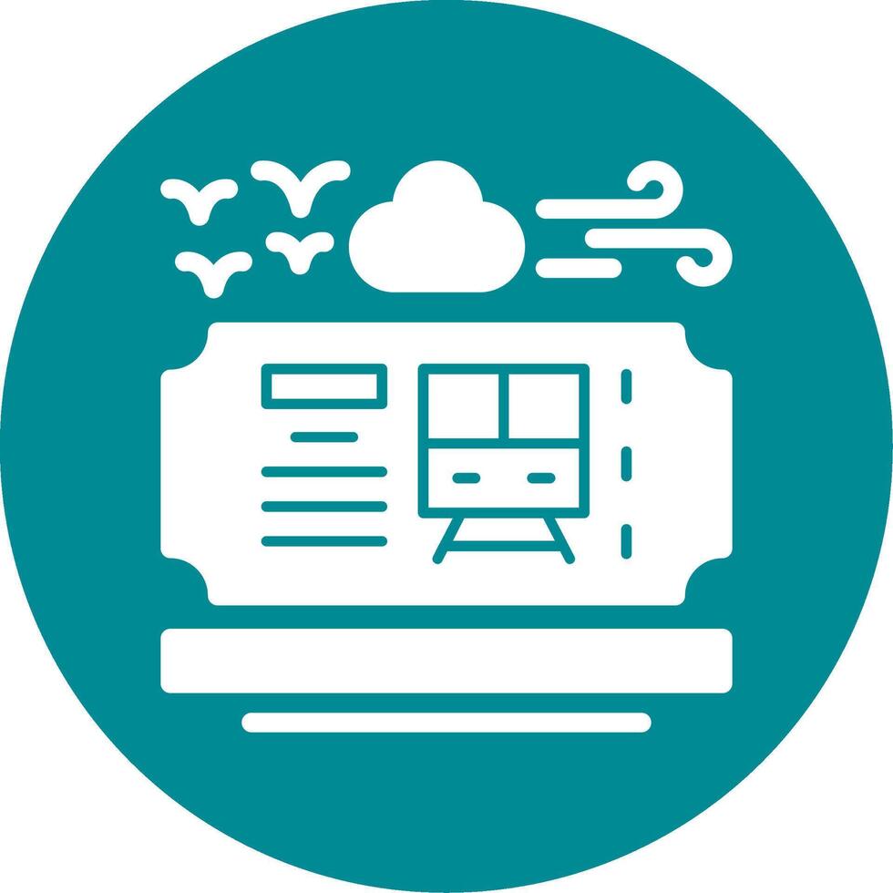 Train ticket Glyph Circle Icon vector