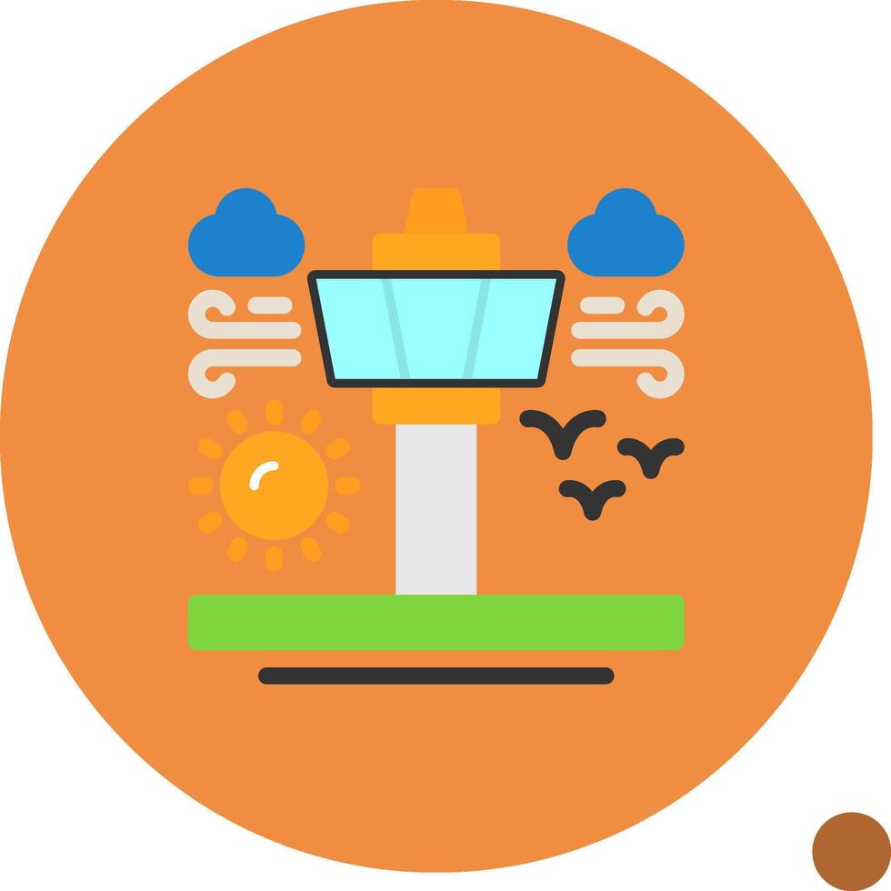 Air traffic control tower Flat Shadow Icon vector