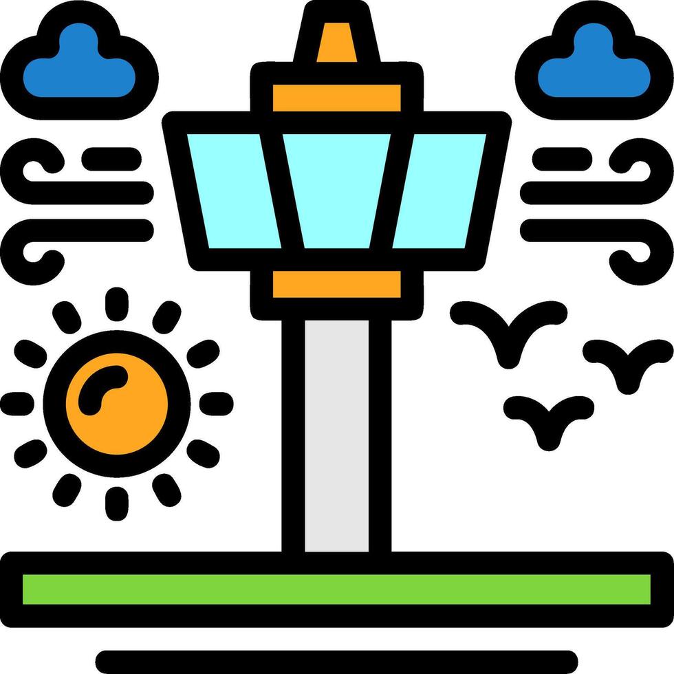 Air traffic control tower Line Filled Icon vector