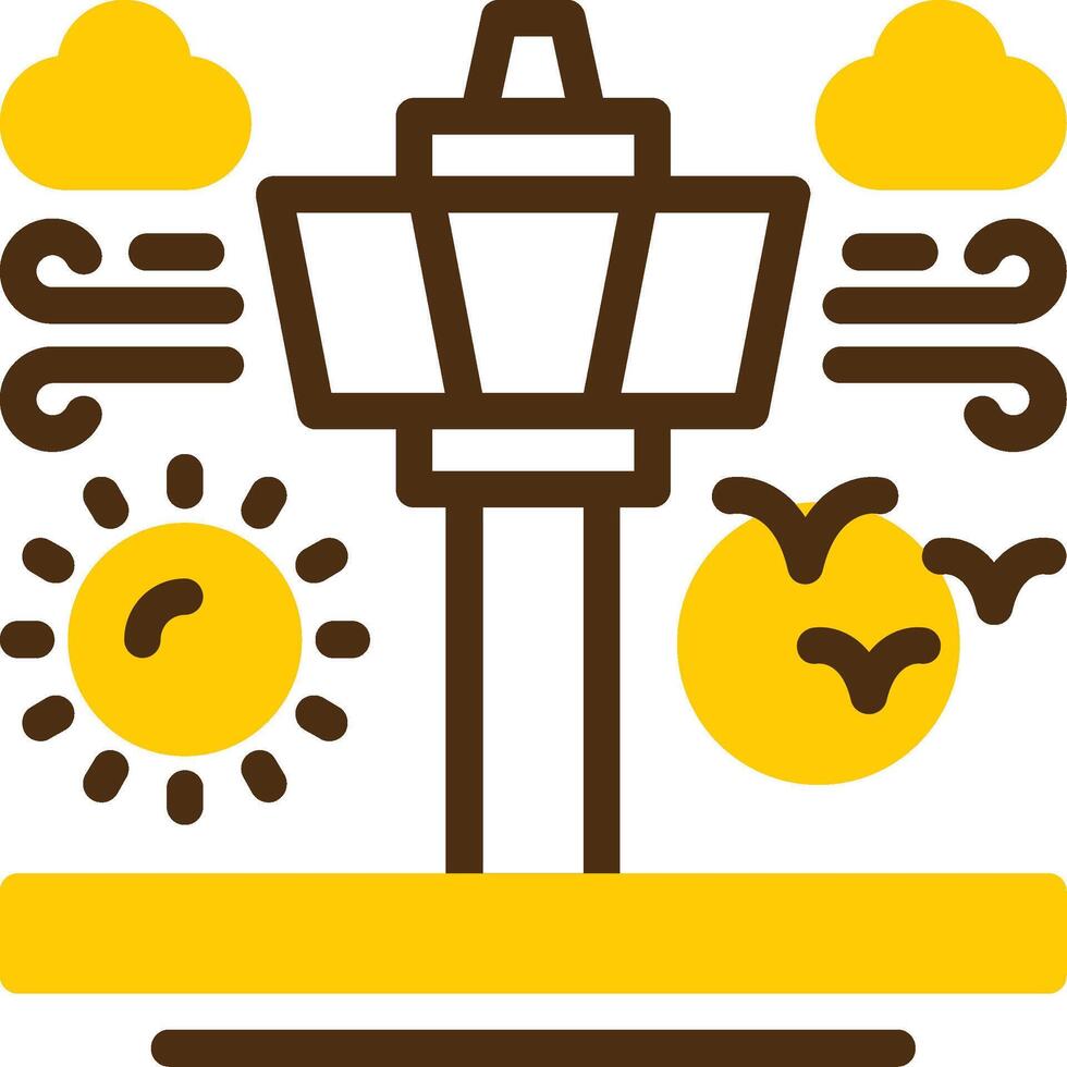 Air traffic control tower Yellow Lieanr Circle Icon vector