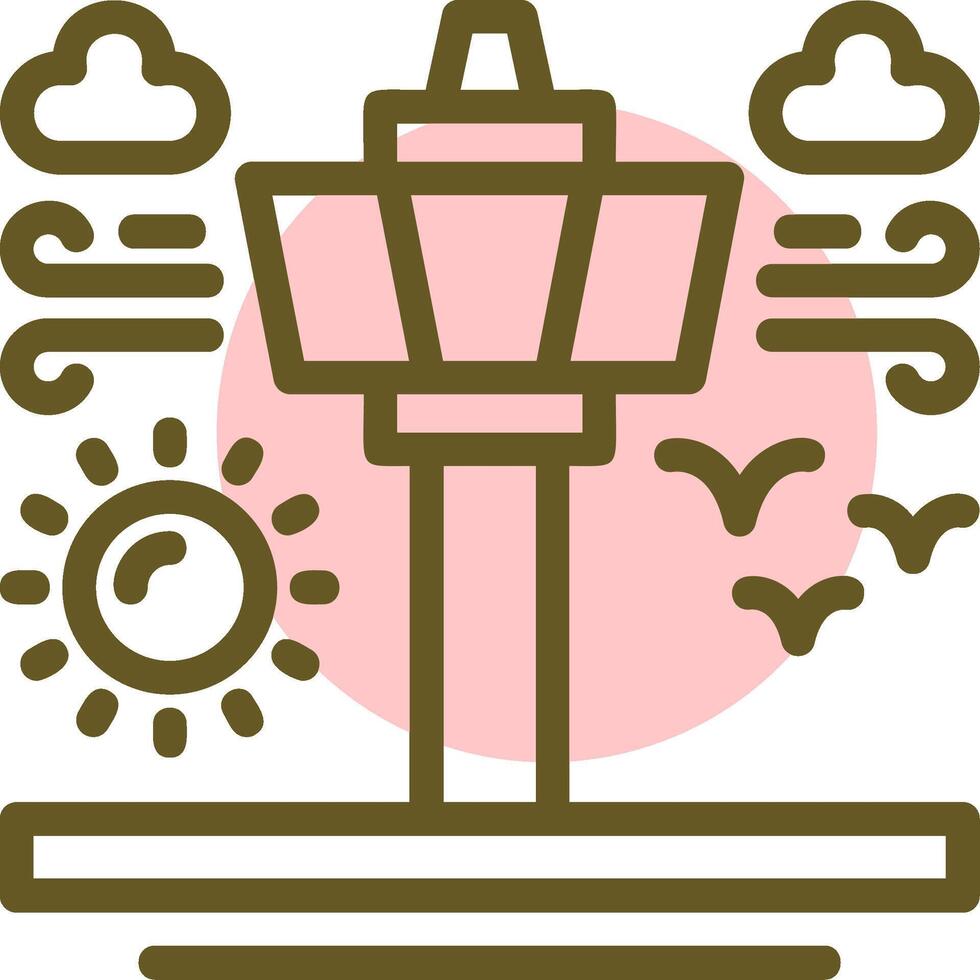 Air traffic control tower Linear Circle Icon vector