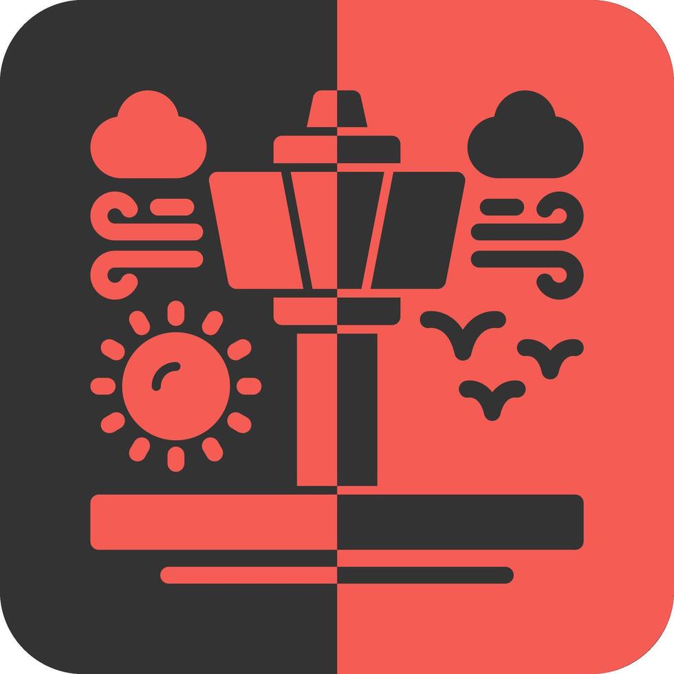 Air traffic control tower Red Inverse Icon vector