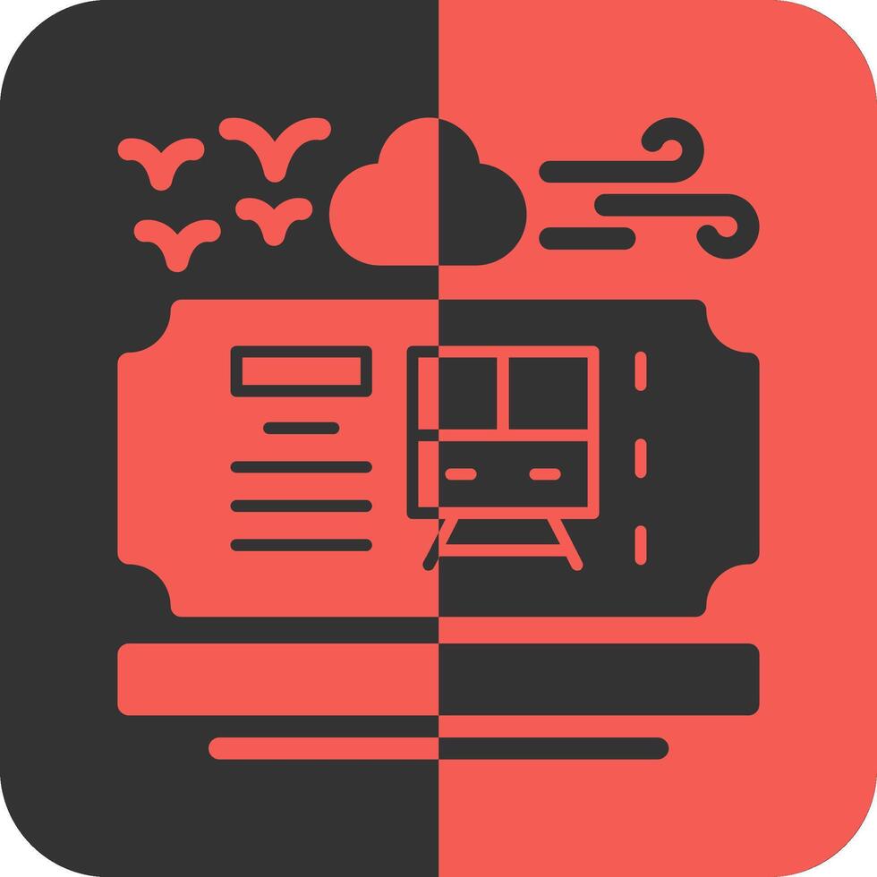 Train ticket Red Inverse Icon vector