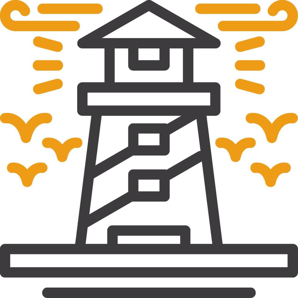 Lighthouse Line Circle Icon vector