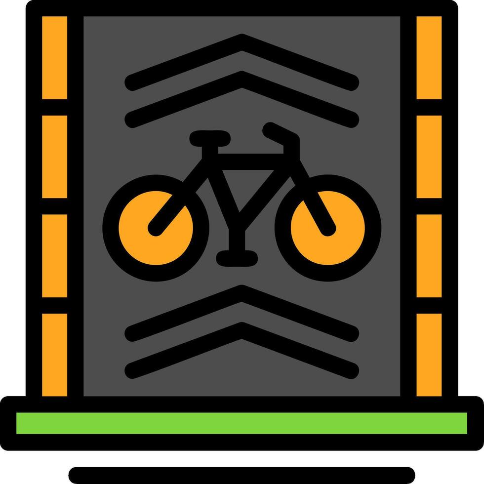 bicicleta carril línea lleno icono vector