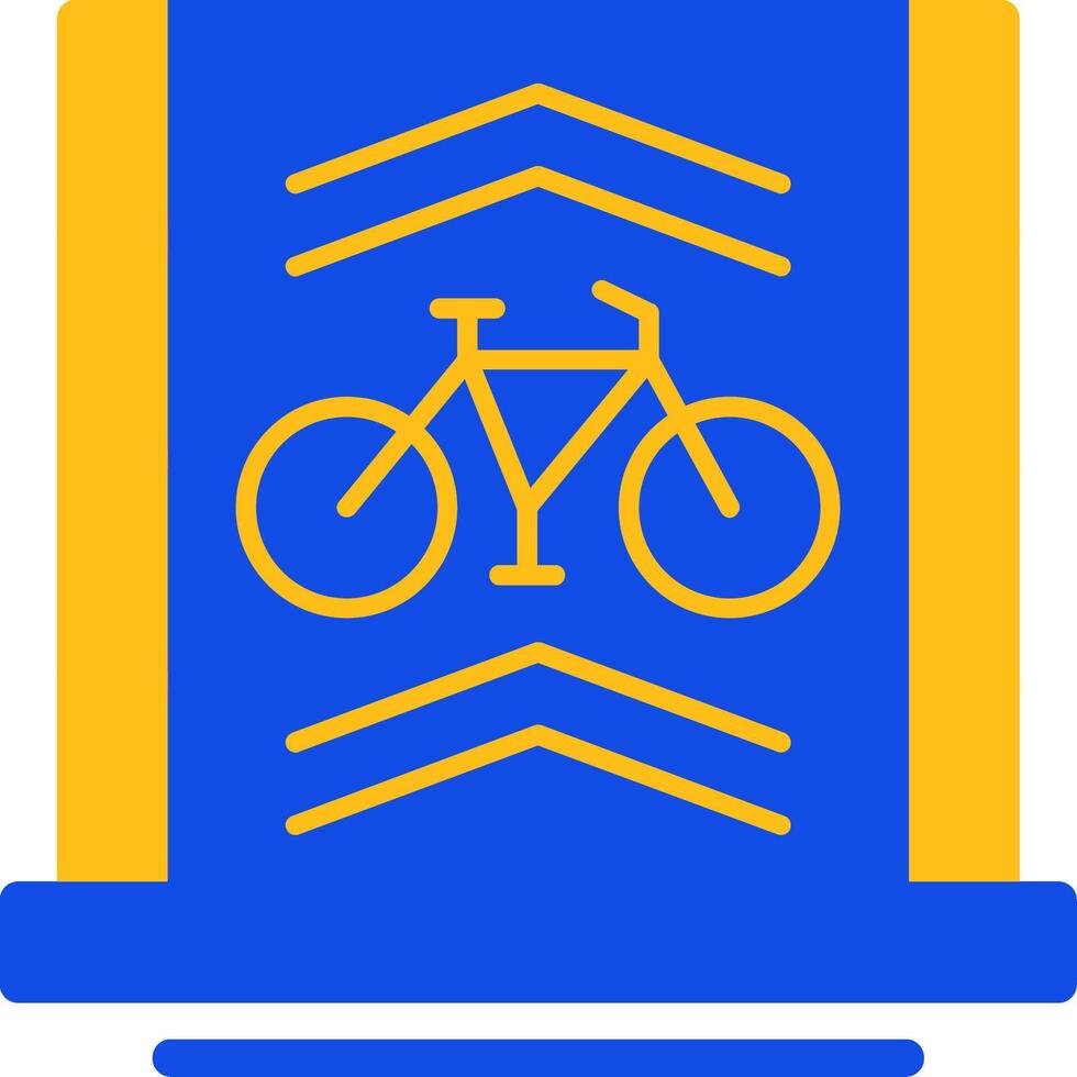 bicicleta carril plano dos color icono vector