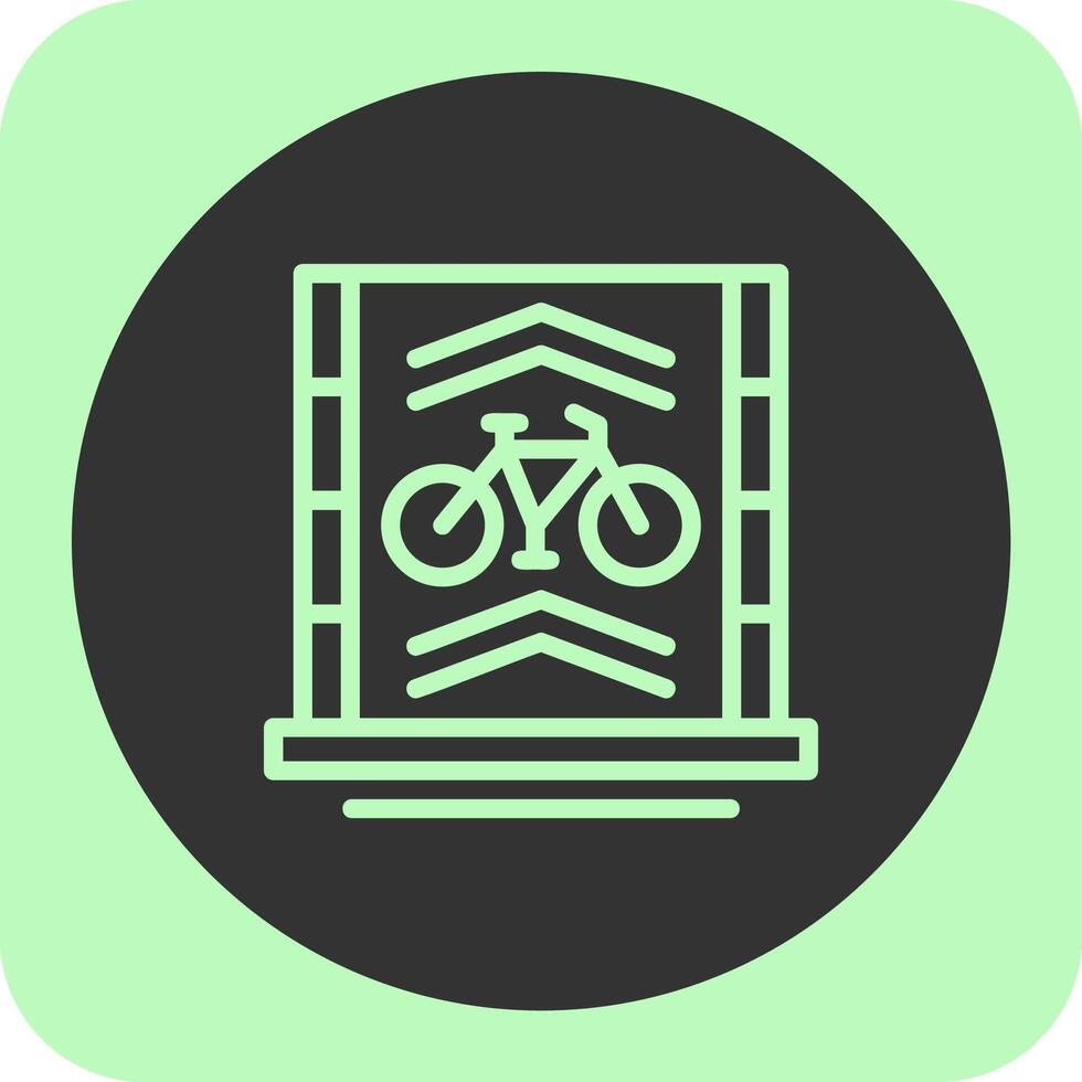Bicycle lane Linear Round Icon vector