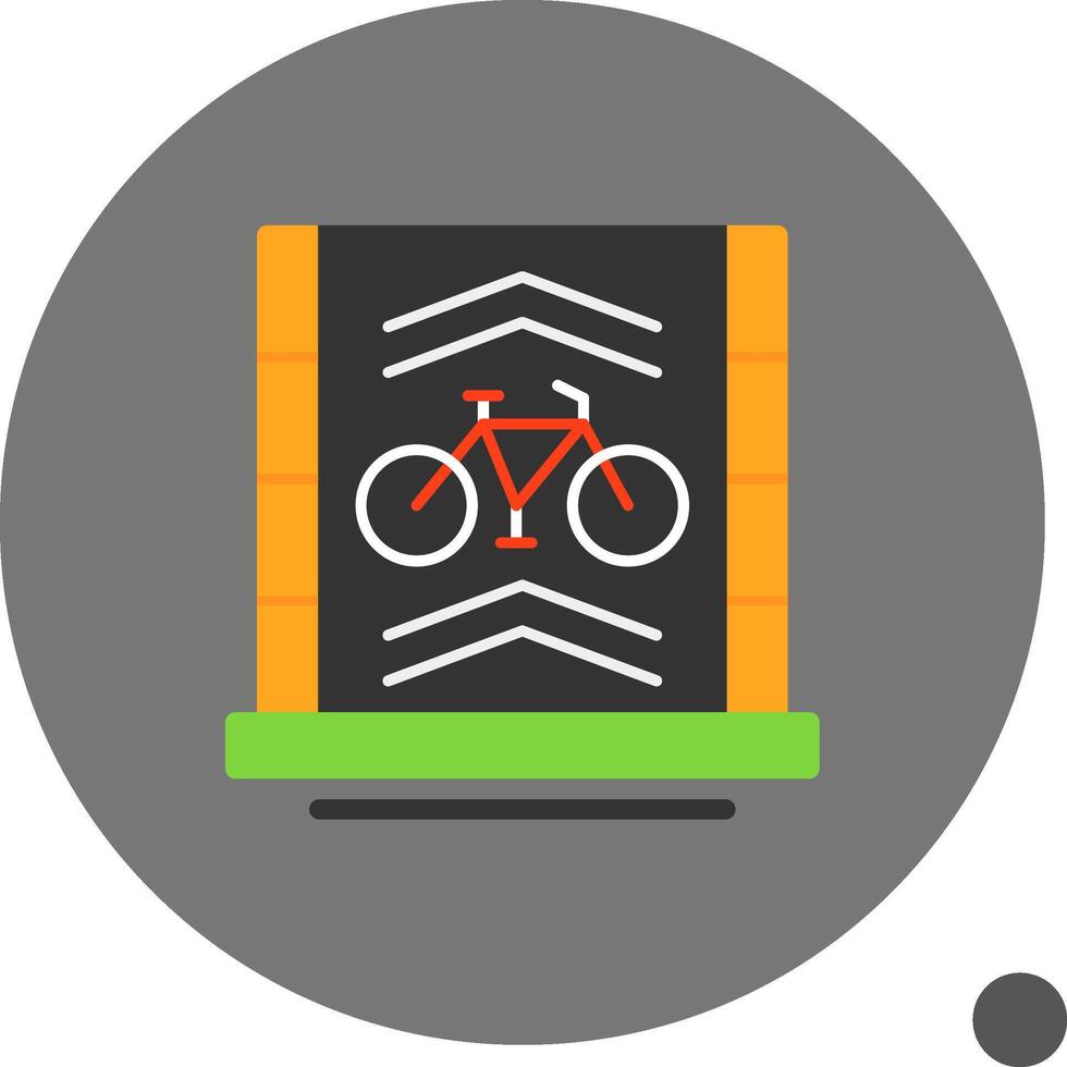 bicicleta carril plano sombra icono vector