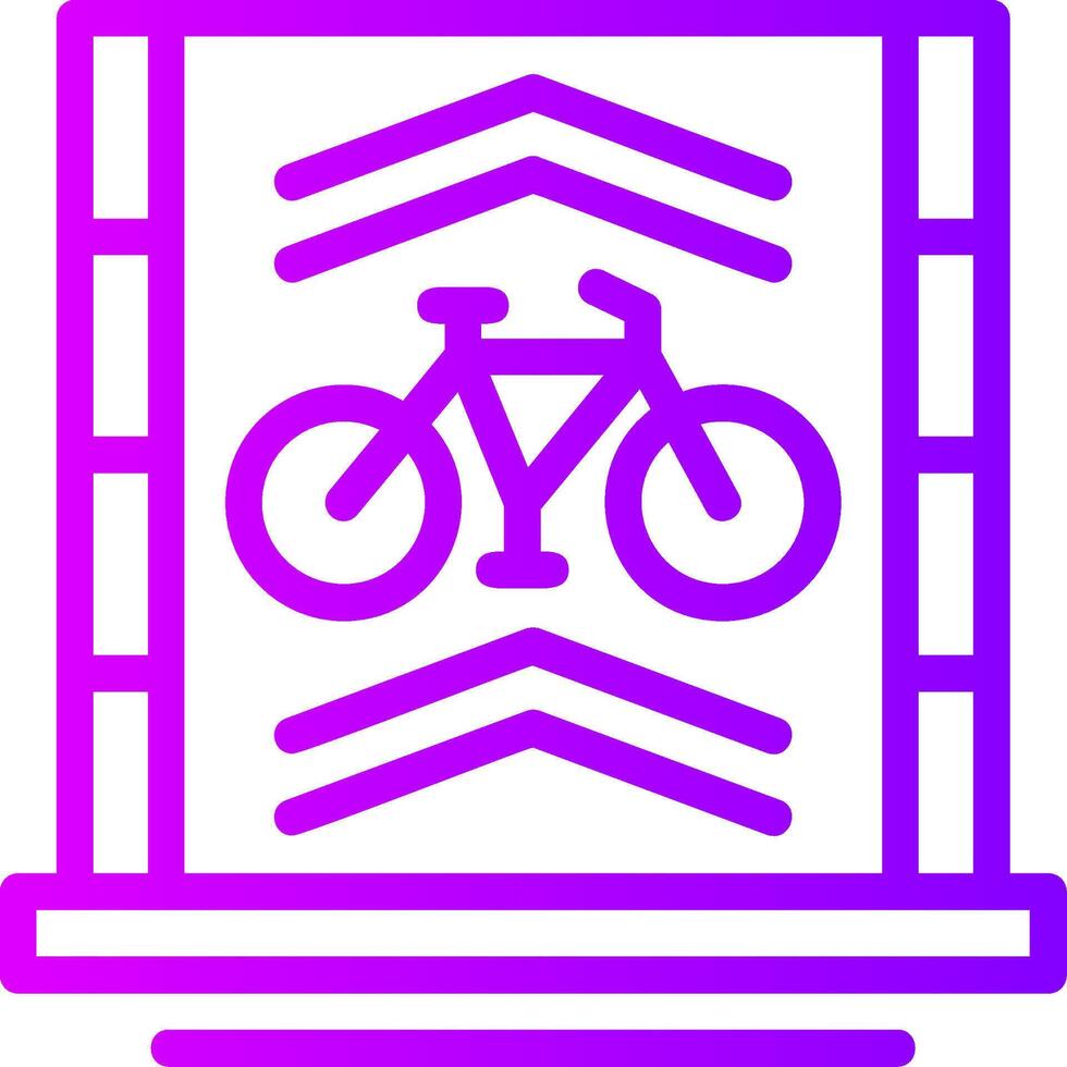 bicicleta carril lineal degradado icono vector