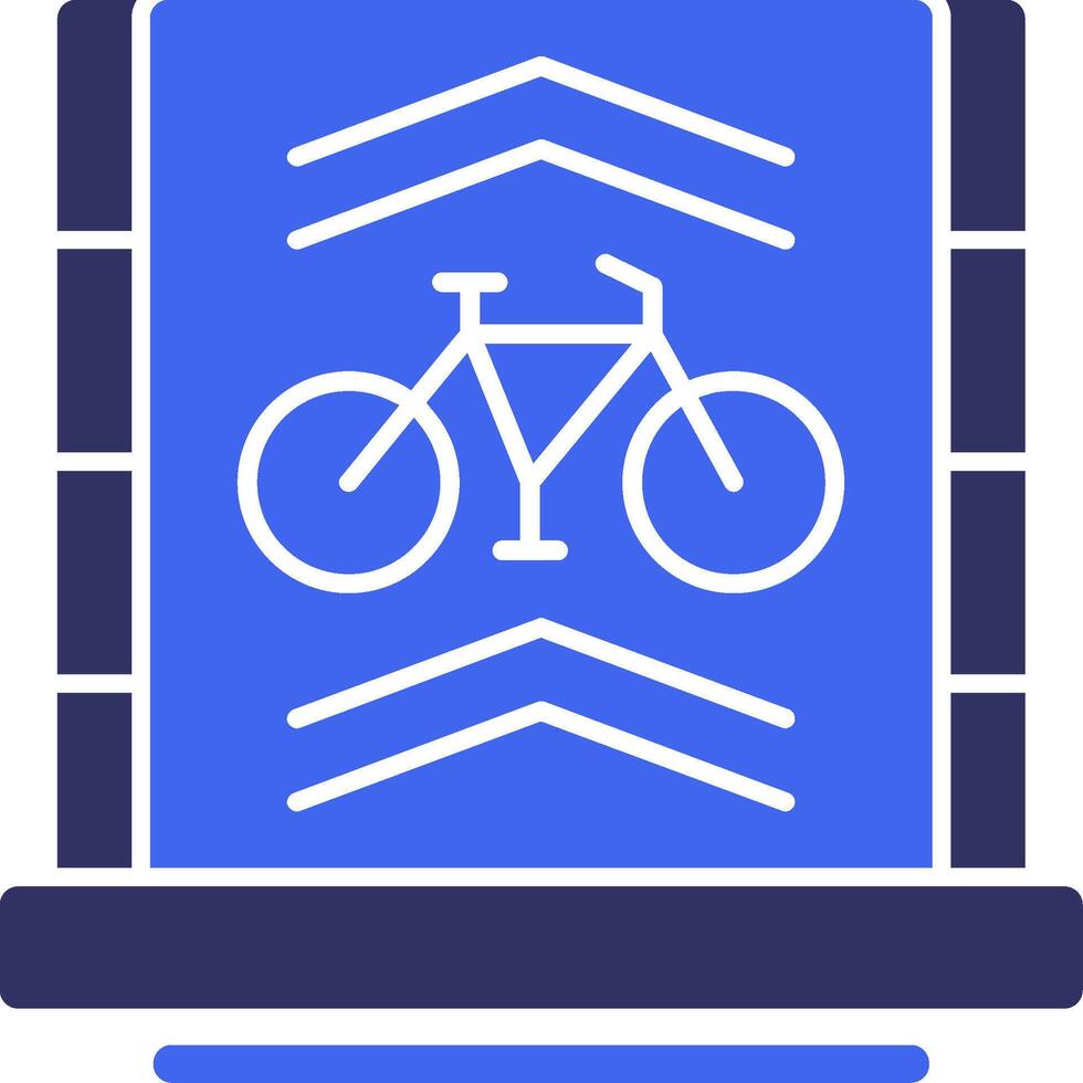 bicicleta carril sólido dos color icono vector