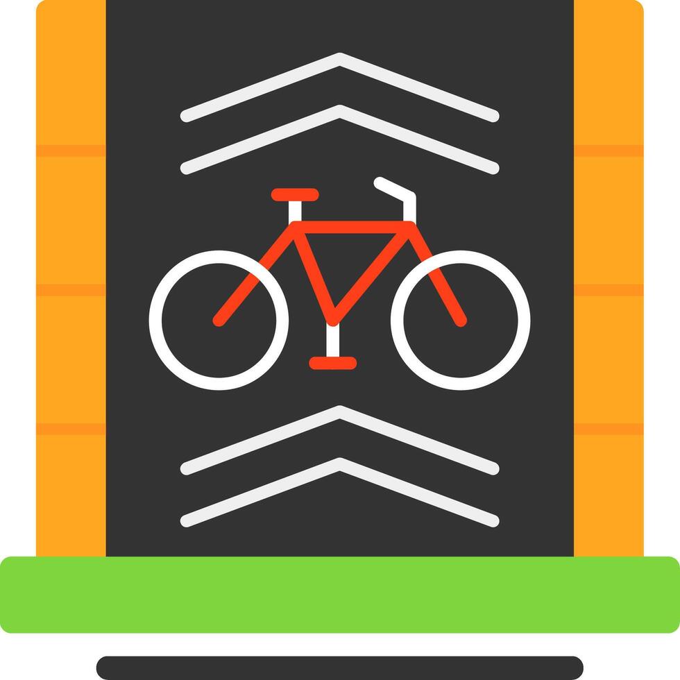 bicicleta carril plano icono vector