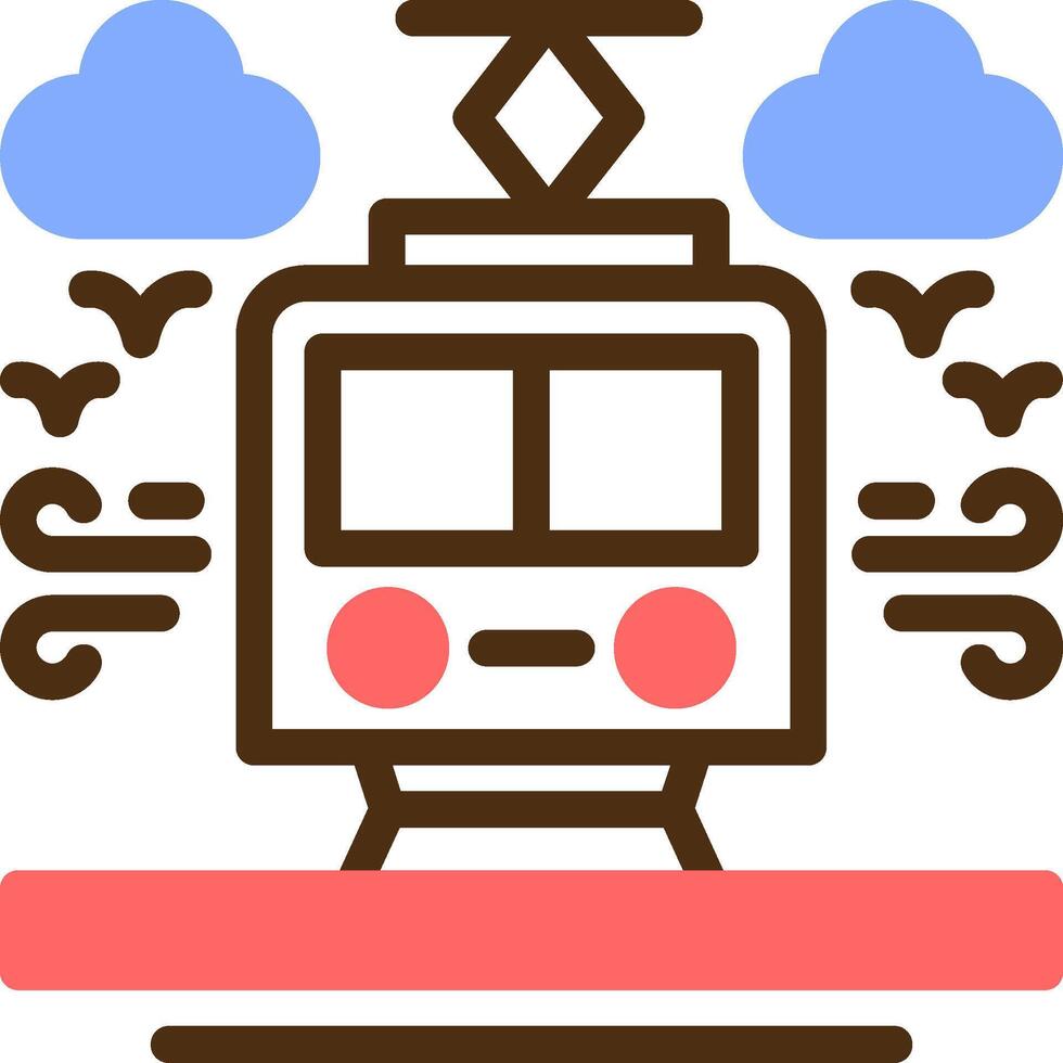 tranvía pistas color lleno icono vector
