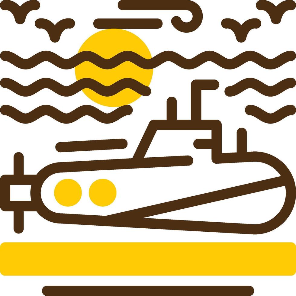 Submarine Yellow Lieanr Circle Icon vector