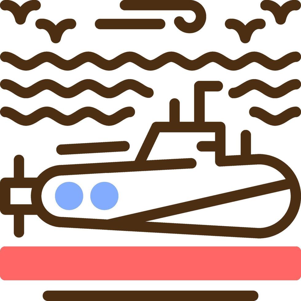 submarino color lleno icono vector