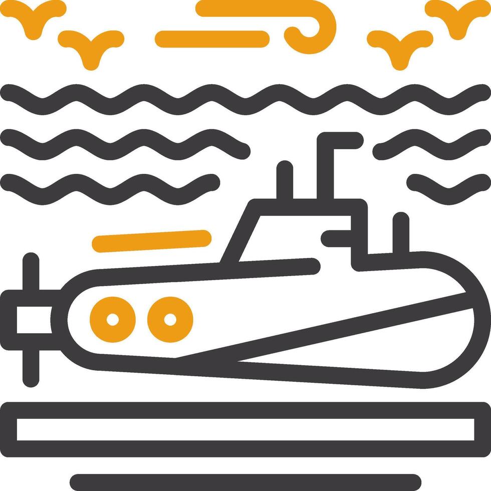 submarino línea circulo icono vector