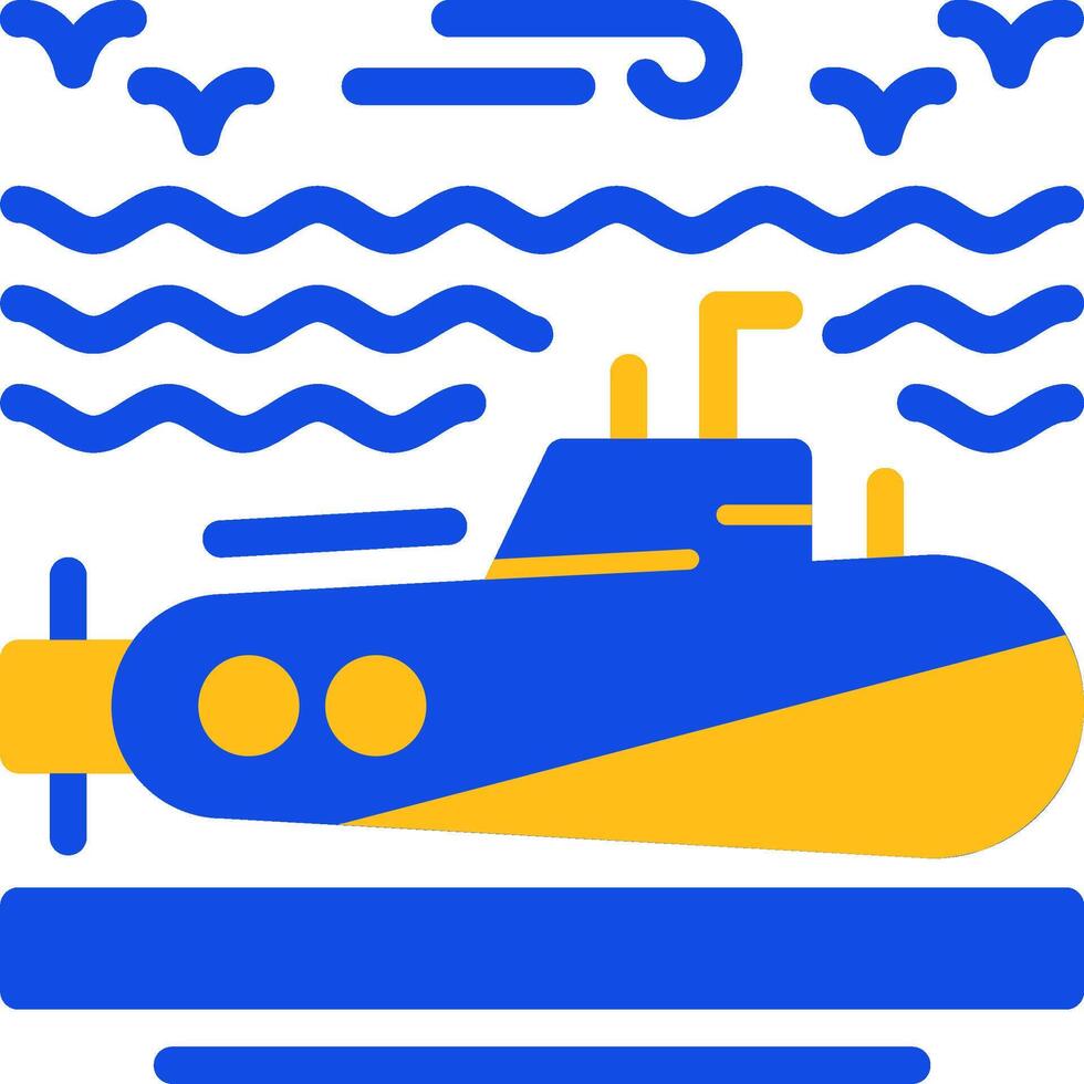 submarino plano dos color icono vector