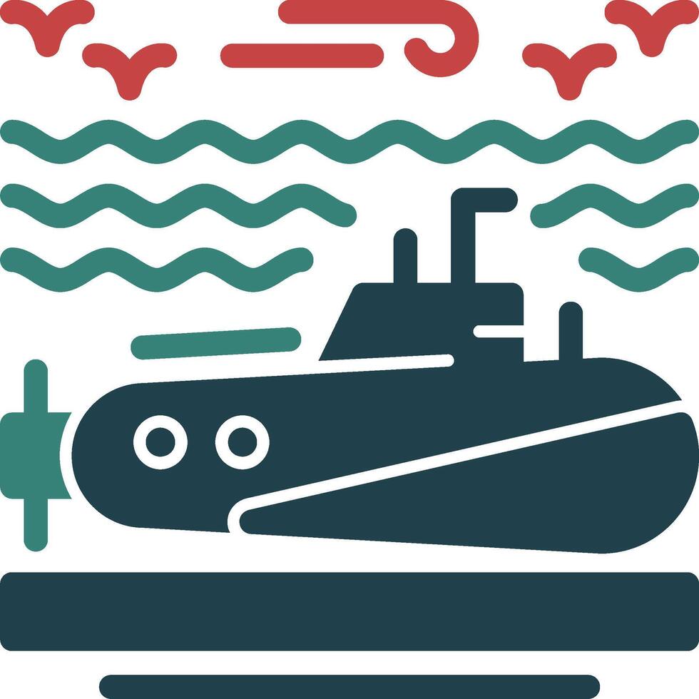 Submarine Glyph Two Color Icon vector