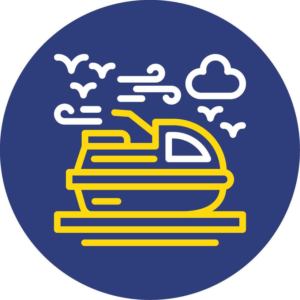 Jet ski Dual Line Circle Icon vector