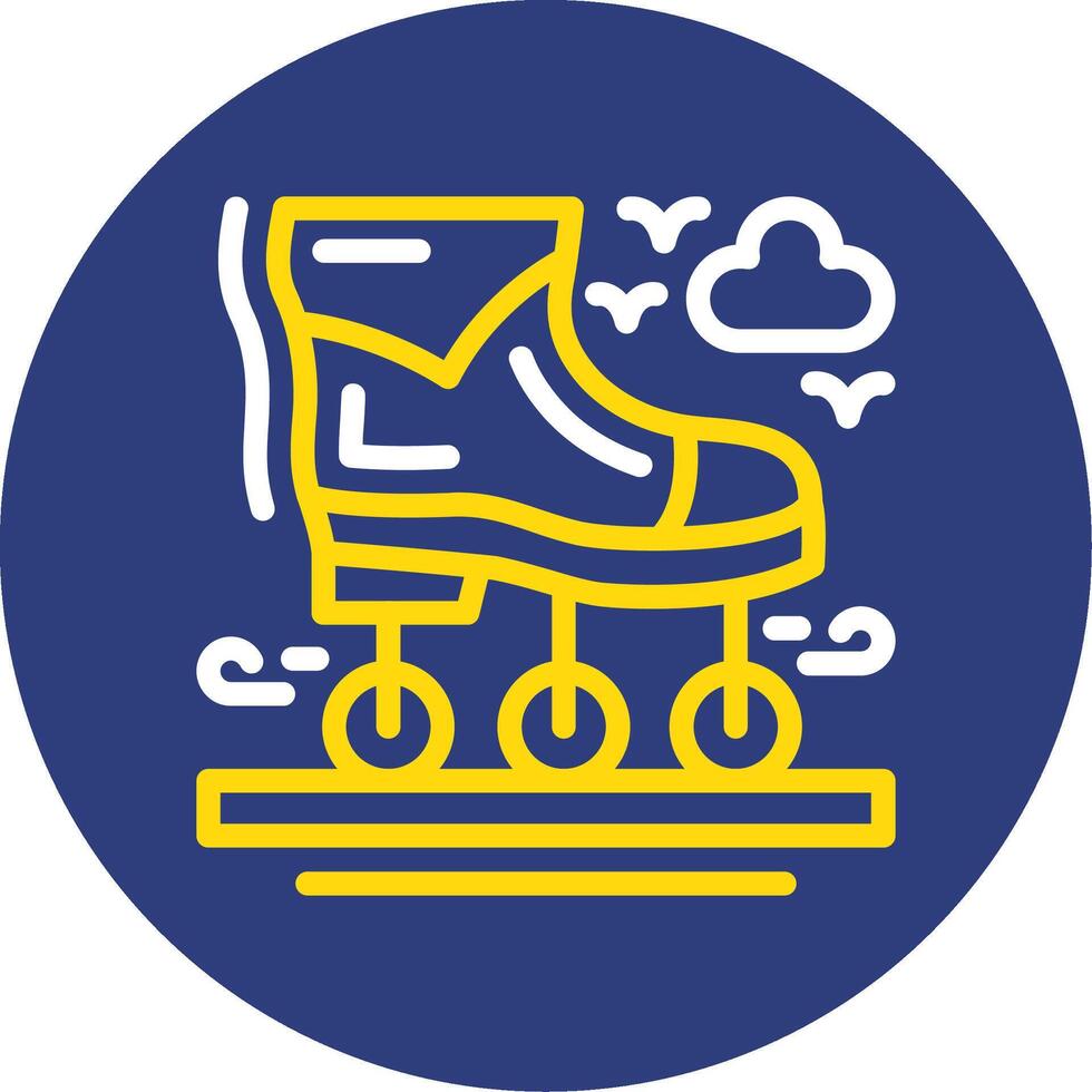 Rollerblades Dual Line Circle Icon vector