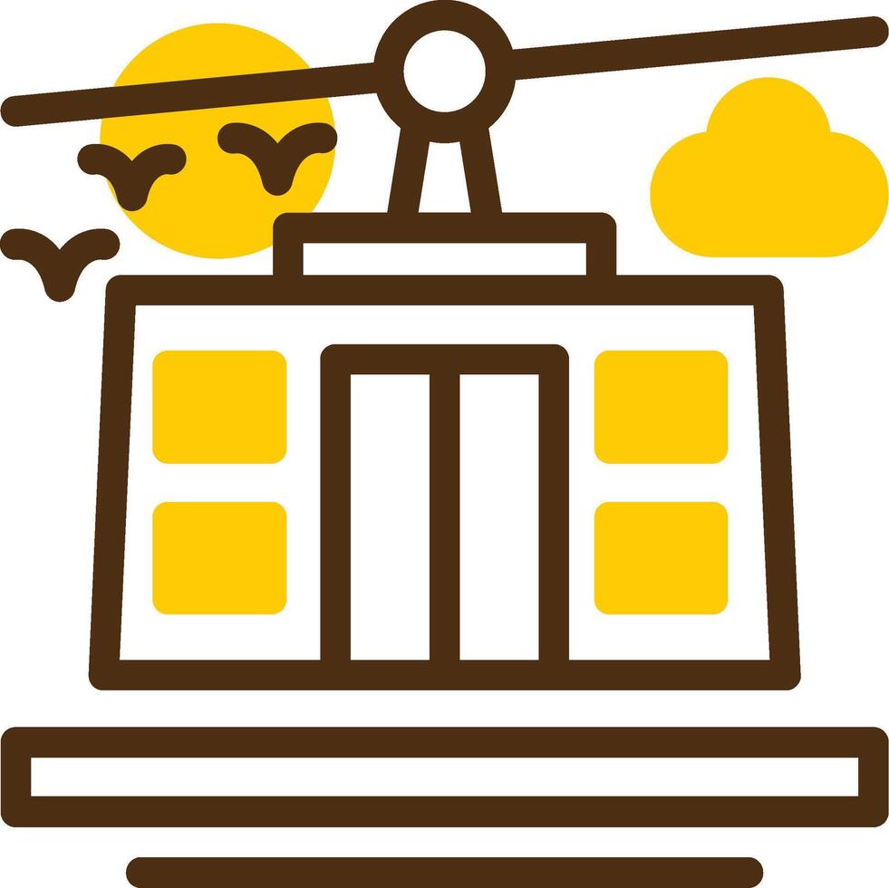 Ski lift Yellow Lieanr Circle Icon vector