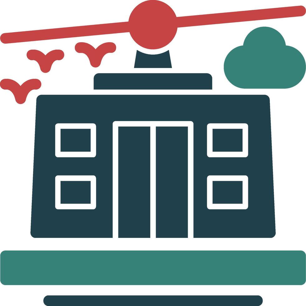 Ski lift Glyph Two Color Icon vector