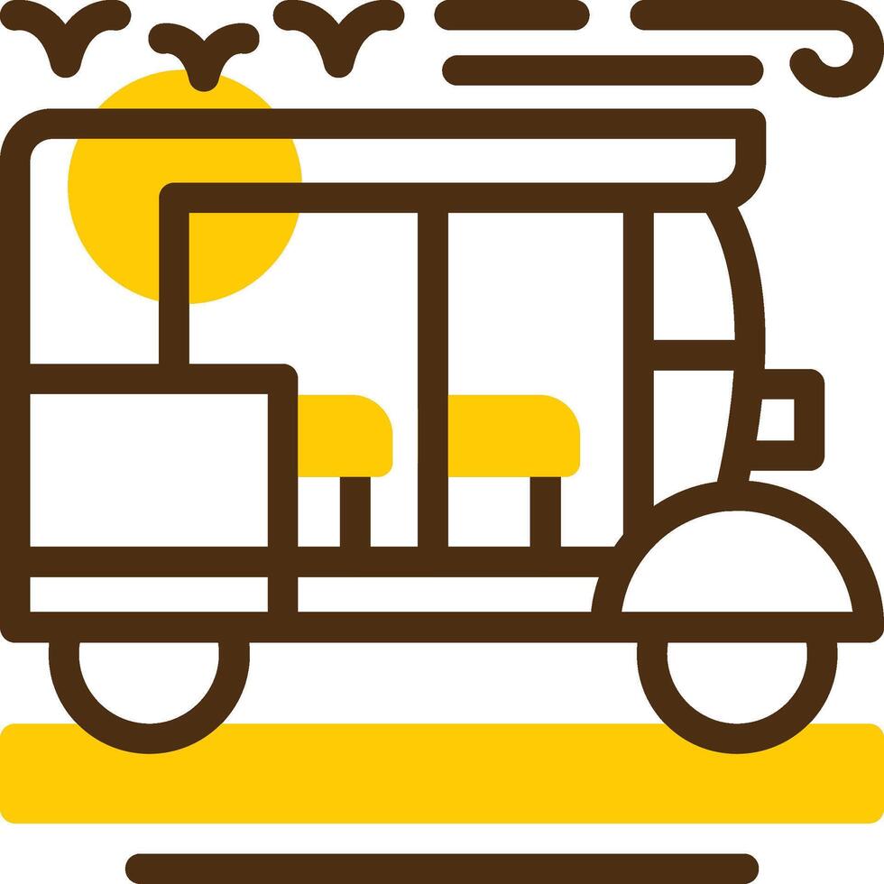 Rickshaw Yellow Lieanr Circle Icon vector