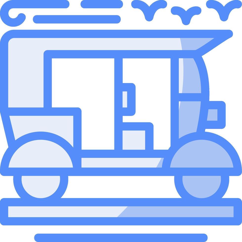 Tuk-tuk Line Filled Blue Icon vector