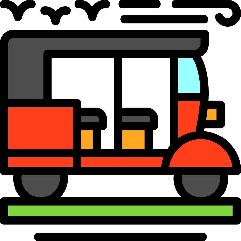 Rickshaw Line Filled Icon vector