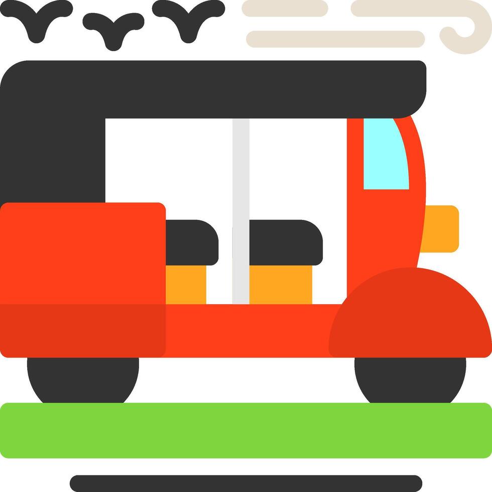 icono plano de rickshaw vector