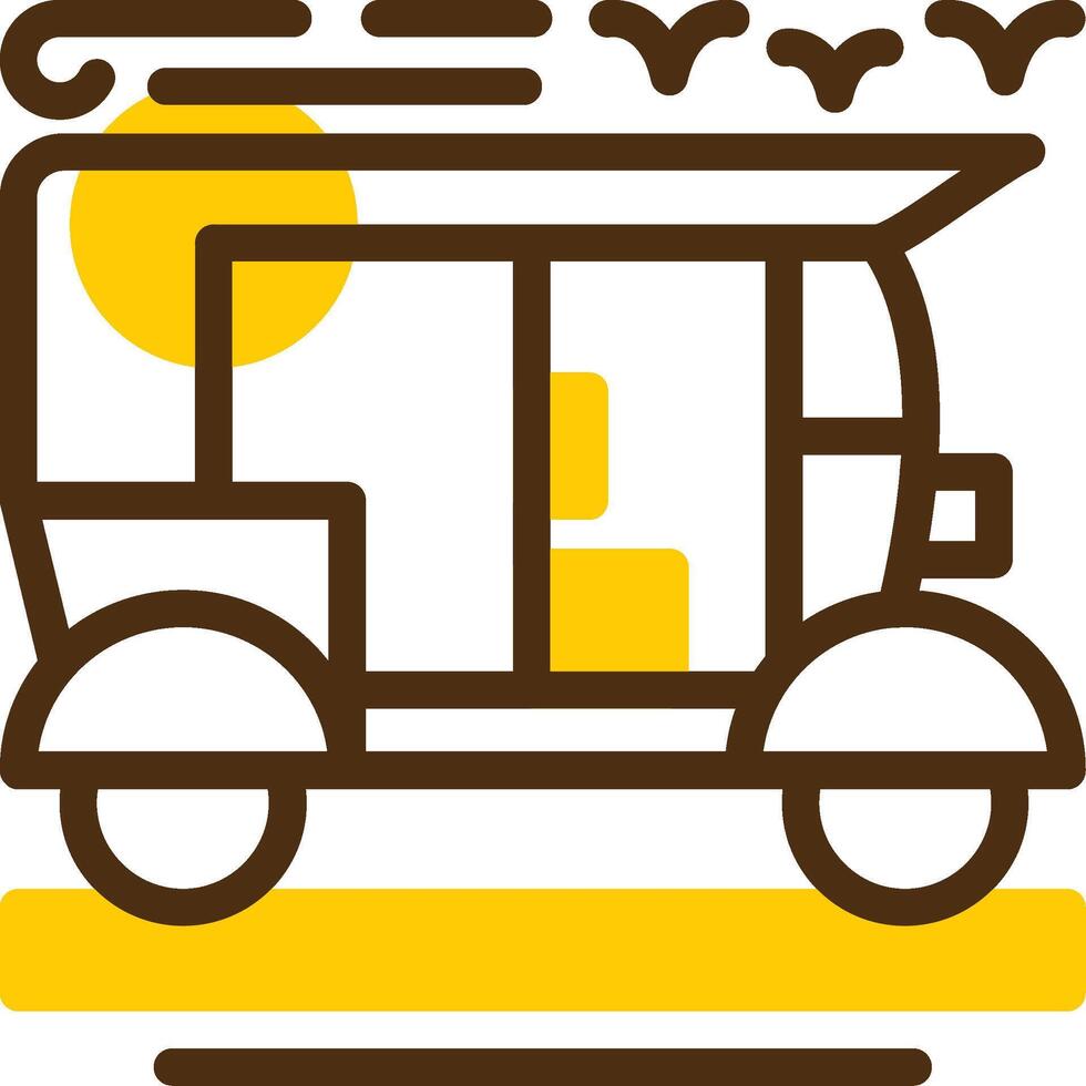 Tuk-tuk Yellow Lieanr Circle Icon vector