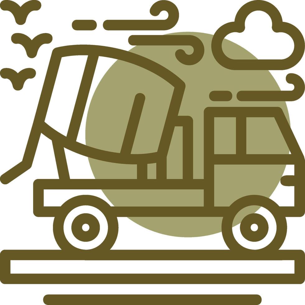 Cement truck Linear Circle Icon vector