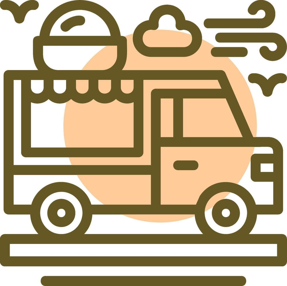 Ice cream truck Linear Circle Icon vector