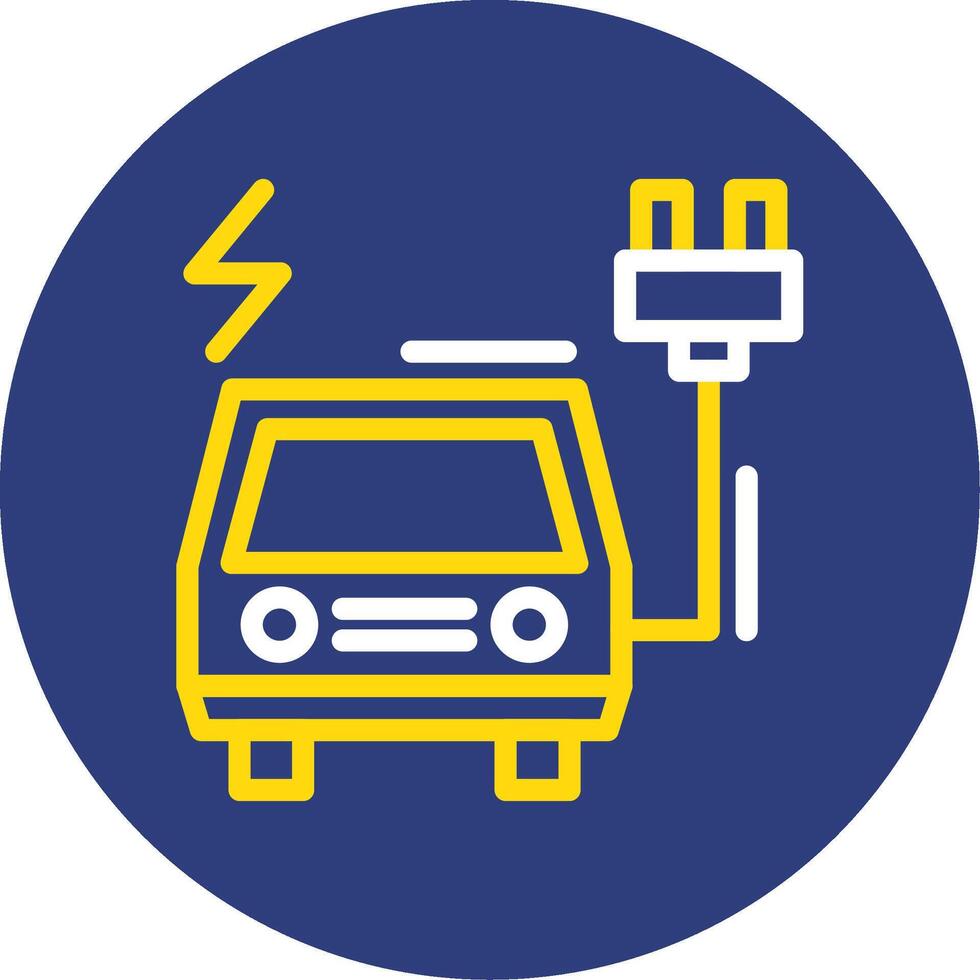 Electric vehicle charging station Dual Line Circle Icon vector