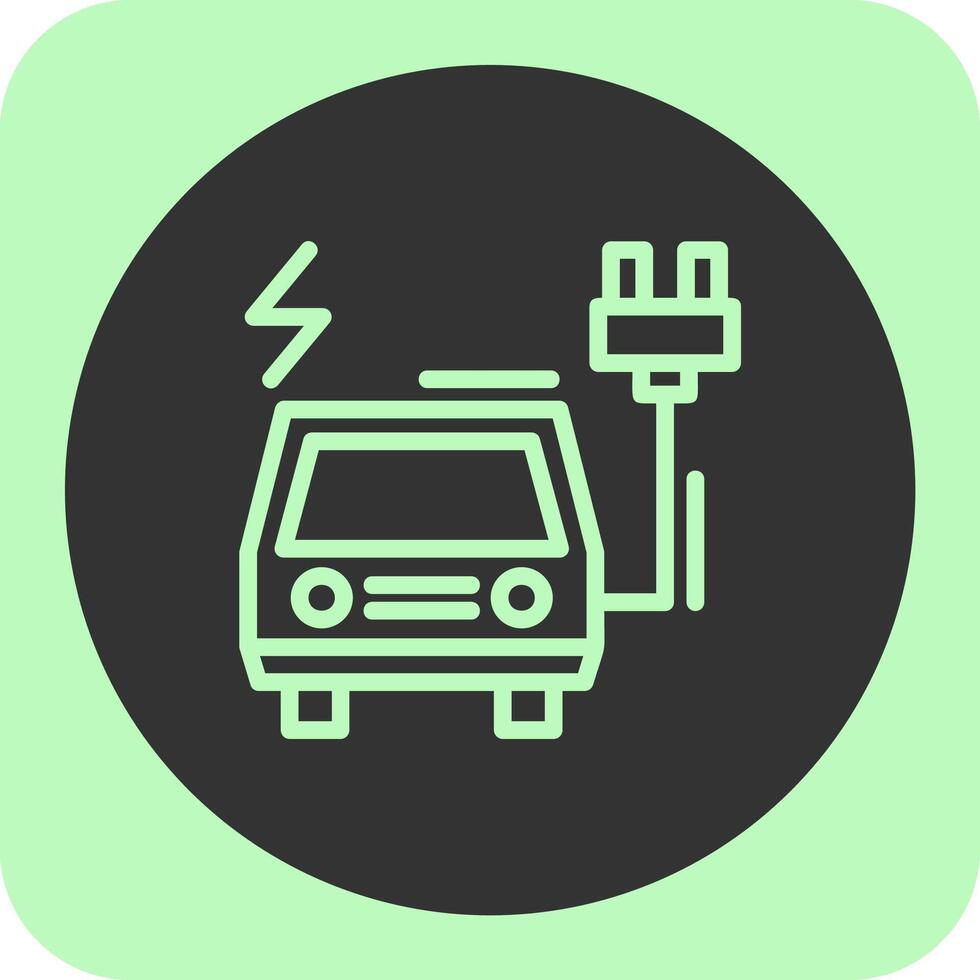Electric vehicle charging station Linear Round Icon vector