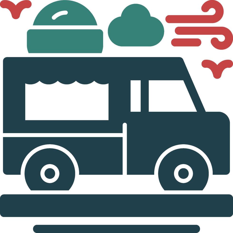 Ice cream truck Glyph Two Color Icon vector