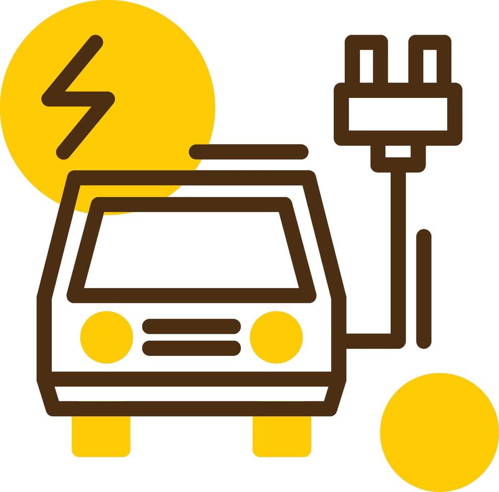 eléctrico vehículo cargando estación amarillo mentir circulo icono vector