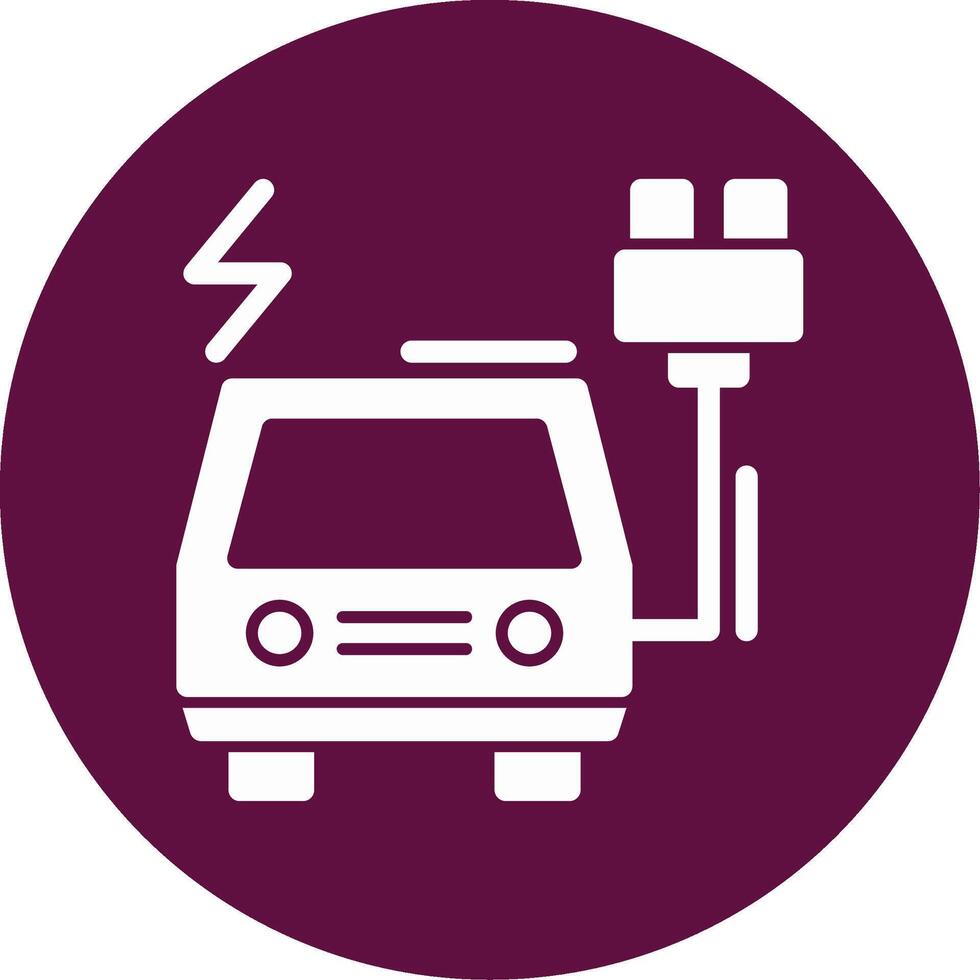 Electric vehicle charging station Glyph Circle Icon vector