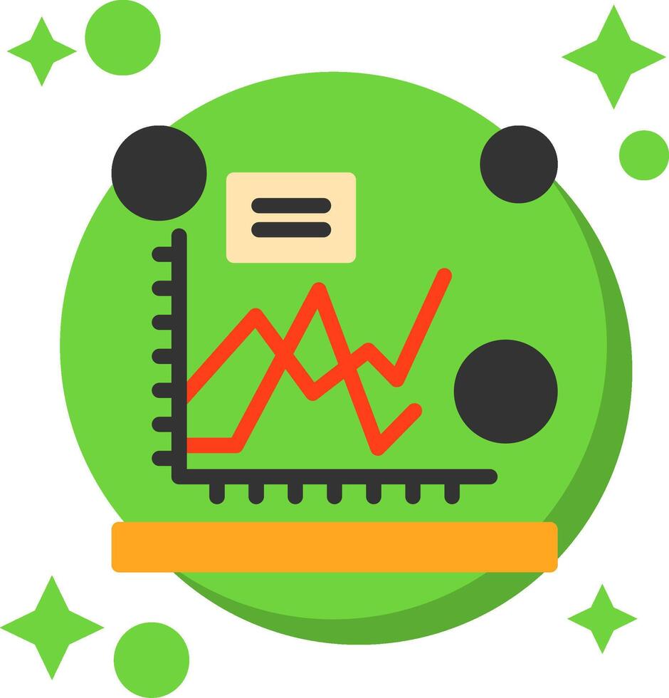 Line chart Tailed Color Icon vector