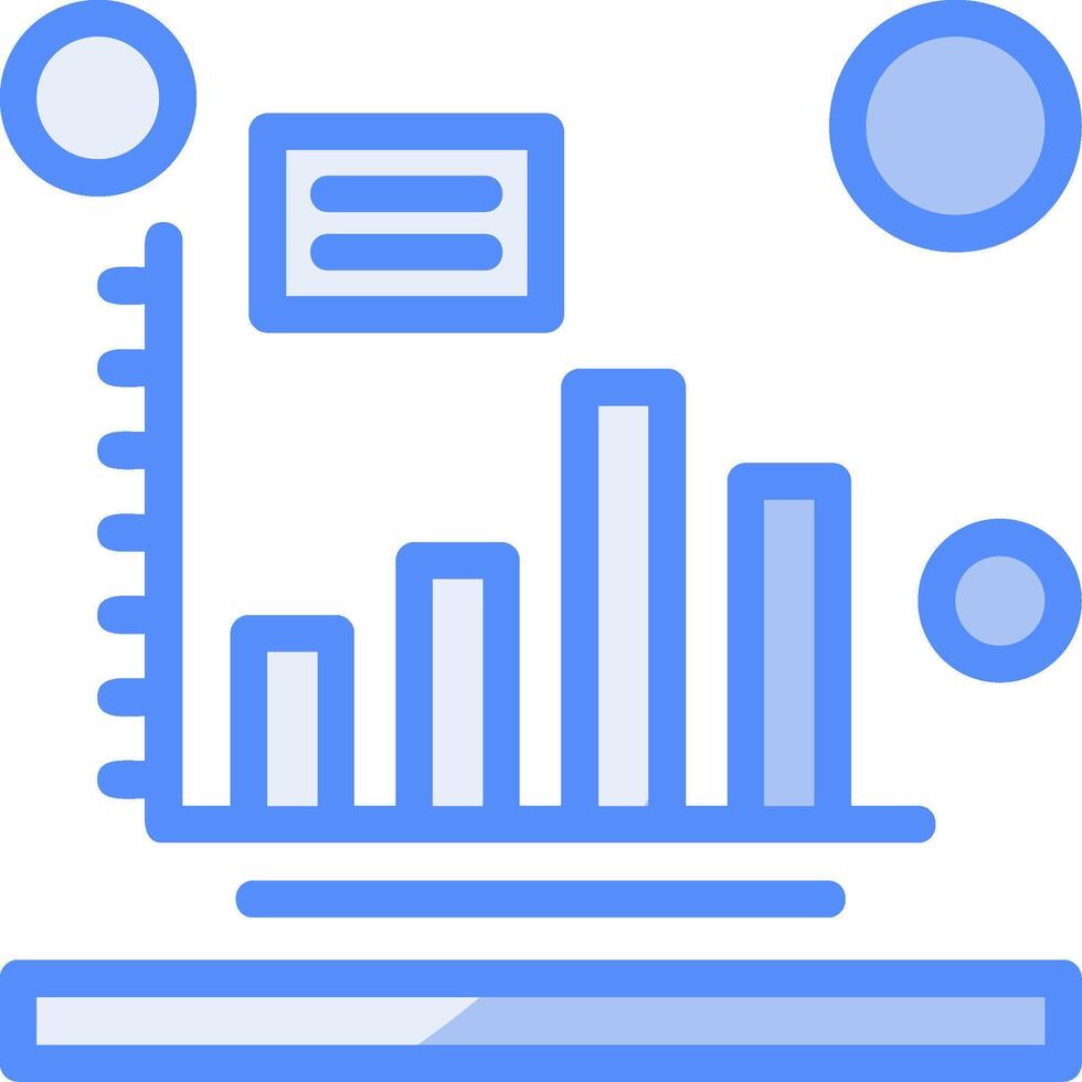 Bar chart Line Filled Blue Icon vector