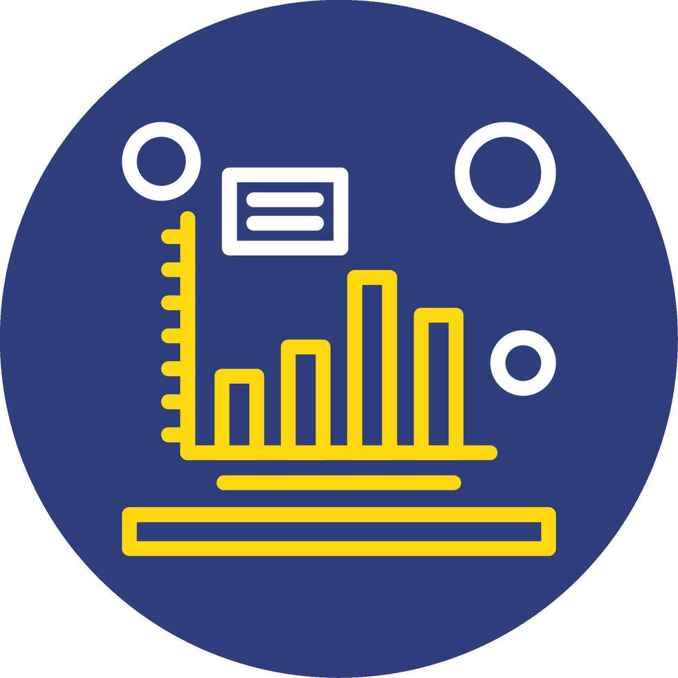 bar gráfico doble línea circulo icono vector