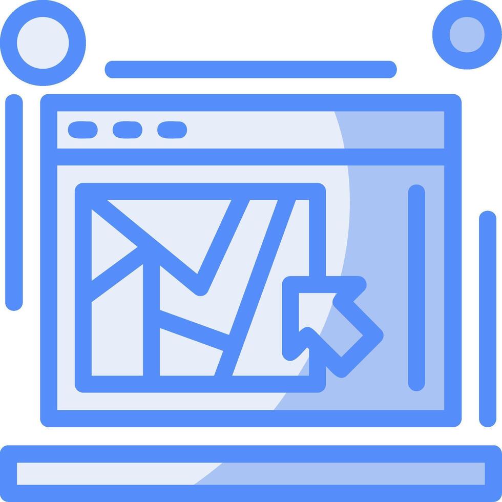 Click map Line Filled Blue Icon vector