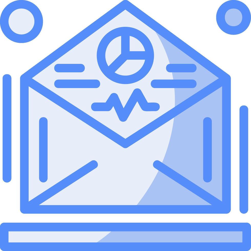 correo electrónico márketing analítica línea lleno azul icono vector