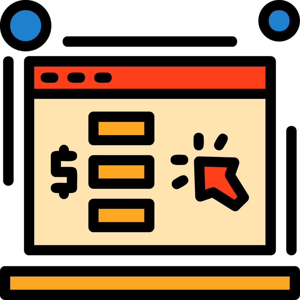 Cost per click Line Filled Icon vector