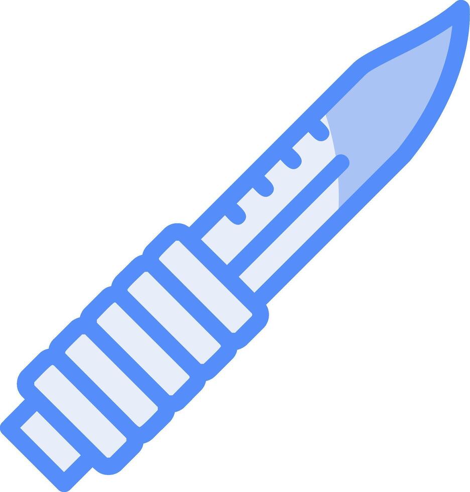 bayoneta línea lleno azul icono vector