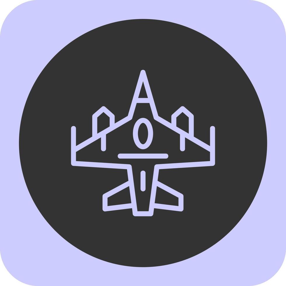 Fighter jet Linear Round Icon vector