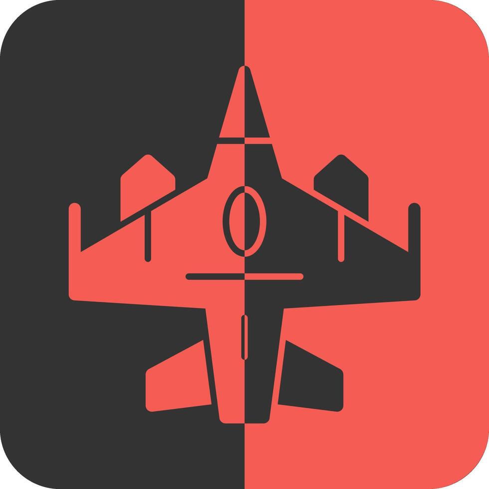 Fighter jet Red Inverse Icon vector