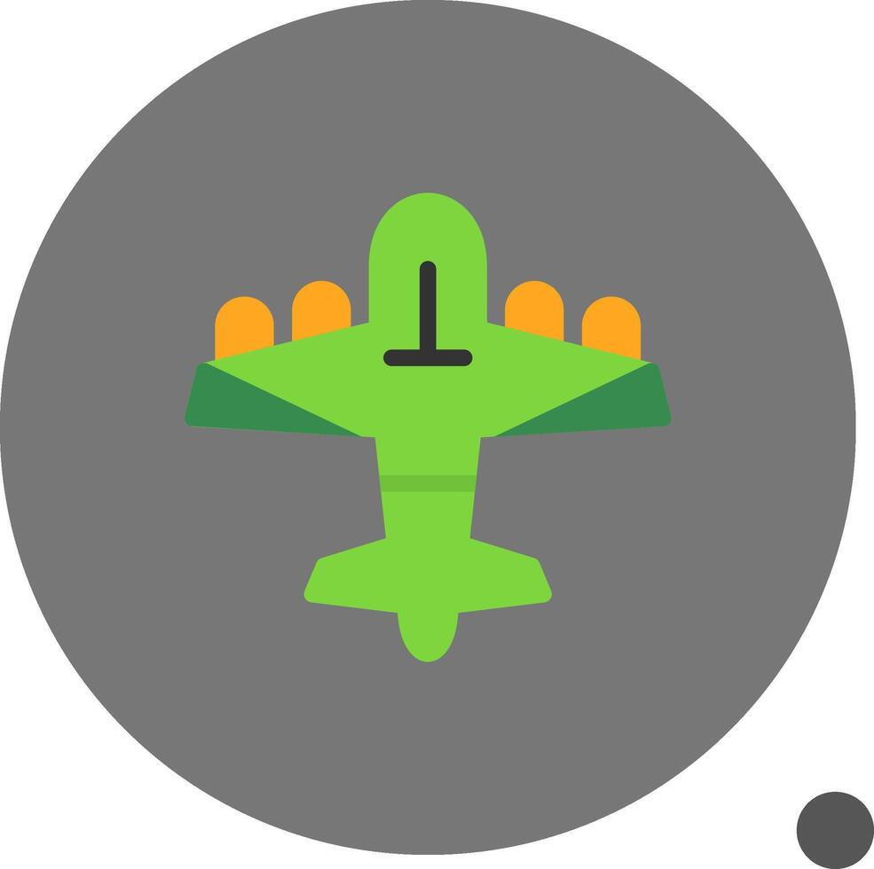 bombardeo avión plano sombra icono vector