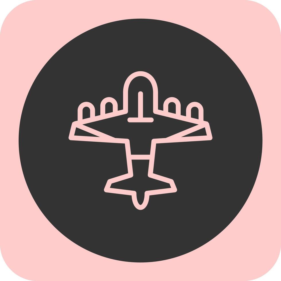 Bomber plane Linear Round Icon vector