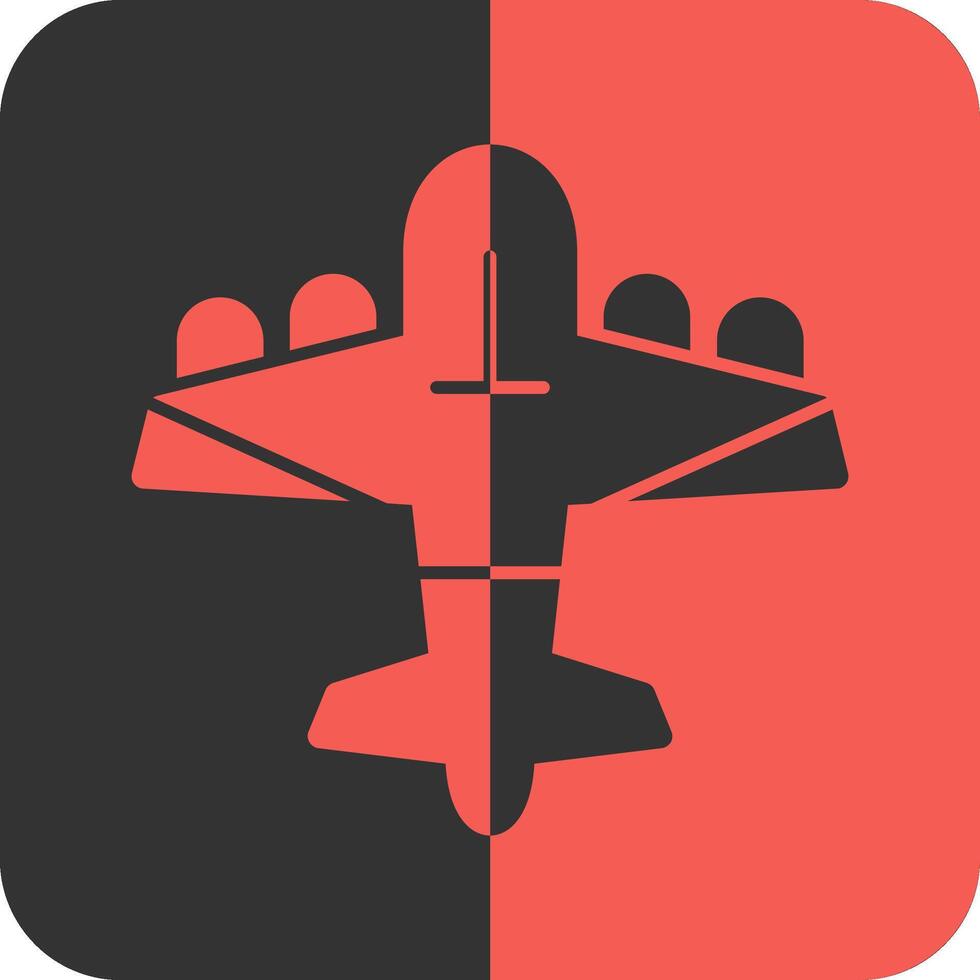 Bomber plane Red Inverse Icon vector