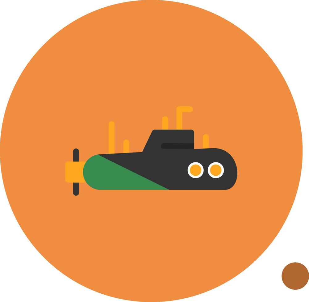 Submarine Flat Shadow Icon vector